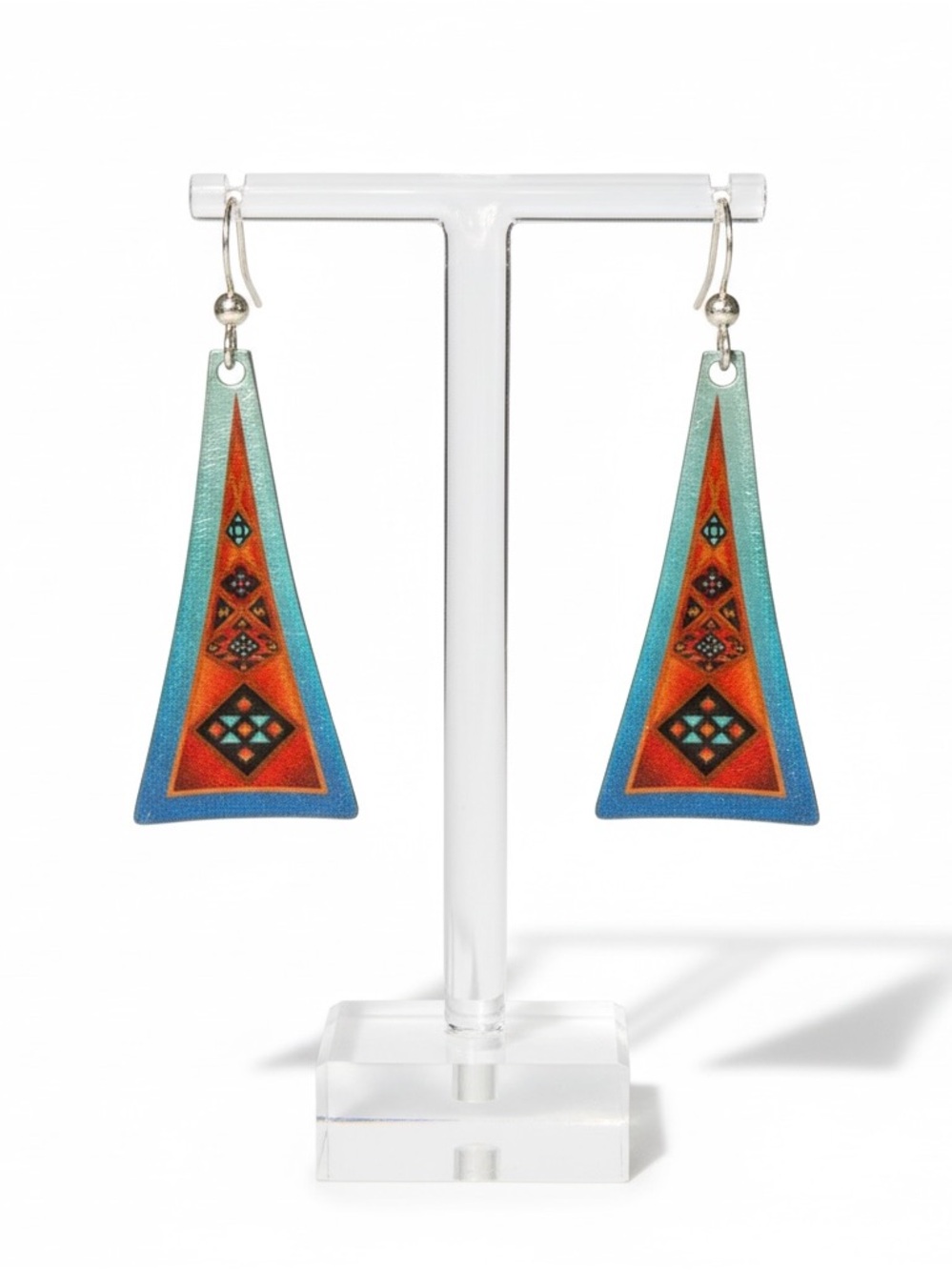 Handmade Southwestern Geometric Triangle Resin Dangle Earrings